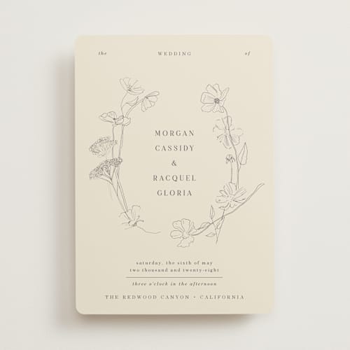 This is a ivory wedding invitations with standard by Baumbirdy called floral stamp printing on signature in standard