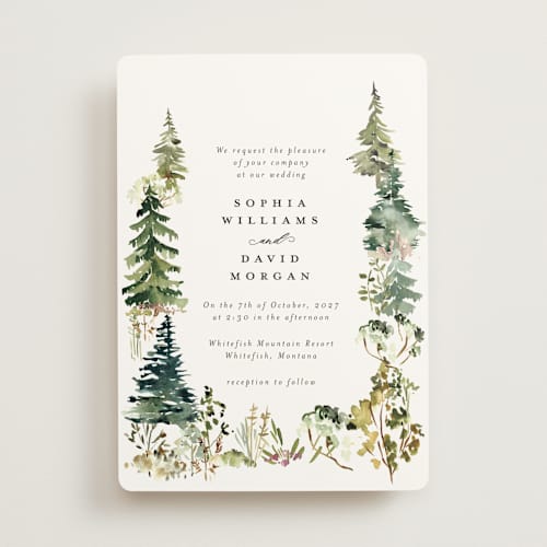 This is a forest wedding invitations with standard by Petra Kern called great outdoors printing on signature in standard