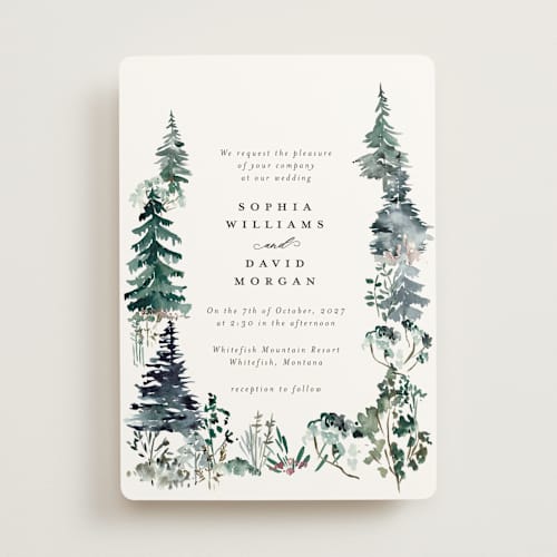 This is a snow wedding invitations with standard by Petra Kern called great outdoors printing on signature in standard