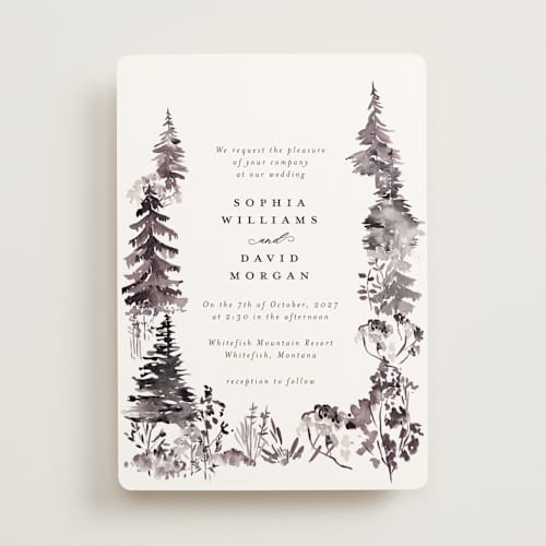 This is a midnight wedding invitations with standard by Petra Kern called great outdoors printing on signature in standard