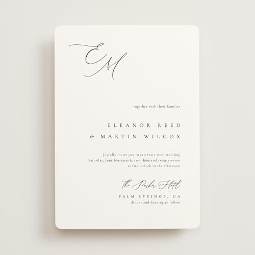 This is a silk wedding invitations with standard by Kelly Schmidt called corner printing on signature in standard