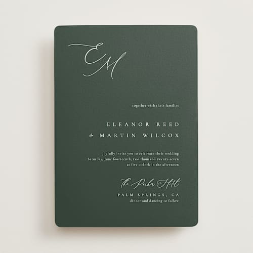This is a forest wedding invitations with standard by Kelly Schmidt called corner printing on signature in standard