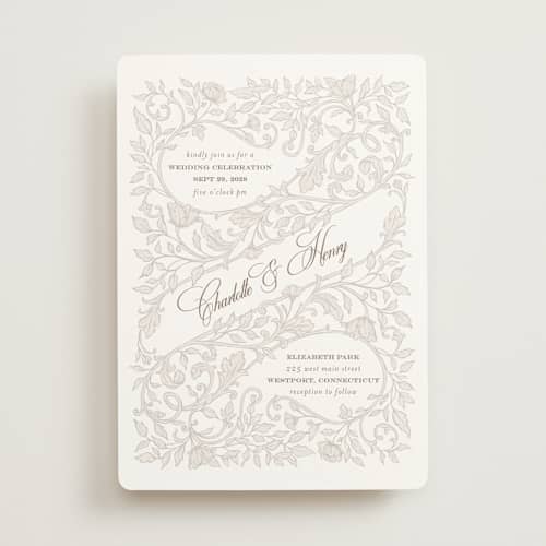 This is a natural wedding invitations with standard by BR Designs called vintage flourishes printing on signature in standard