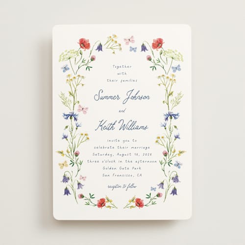 This is a ivory wedding invitations with standard by frau brandt called wildflower romance printing on signature in standard