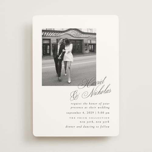 This is a noir slate wedding invitations with standard by Ana de Sousa called written with love printing on signature in standard