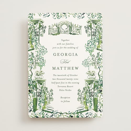 This is a sap wedding invitations with standard by Becky Nimoy called gates and pillars printing on signature in standard
