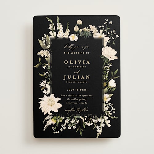 This is a opal wedding invitations with standard by Susan Moyal called lush printing on signature in standard