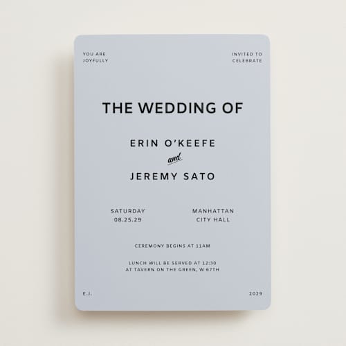 This is a sky wedding invitations with standard by Studio Suku called courthouse printing on signature in standard