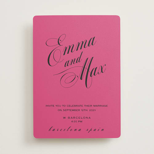 This is a fuschia wedding invitations with standard by Ani Somi called in lights printing on signature in standard