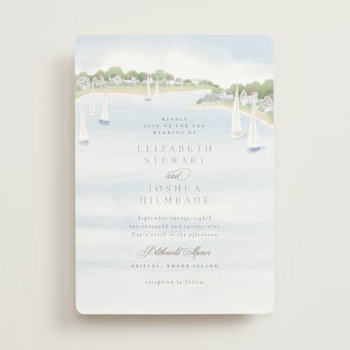 This is a aqua wedding invitations with standard by Jennifer Wick called bristol printing on signature in standard