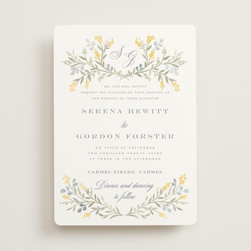 This is a spring wedding invitations with standard by Petra Kern called monogrammed printing on signature in standard