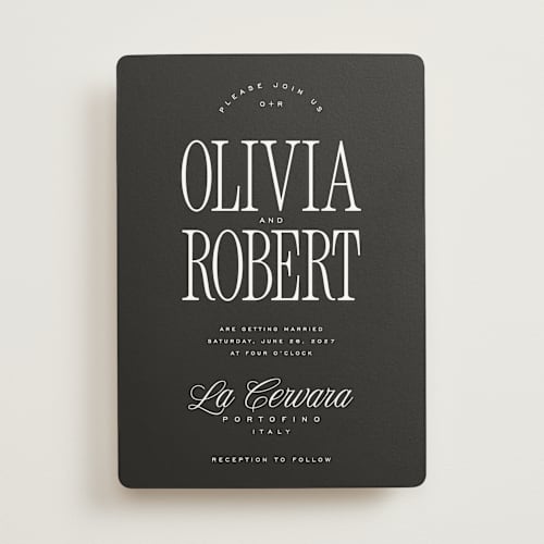 This is a charcoal wedding invitations with standard by Kelly Schmidt called riviera printing on signature in standard