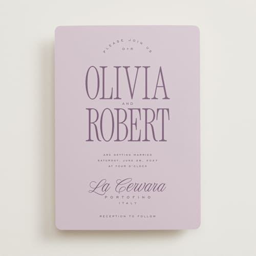 This is a lilac wedding invitations with standard by Kelly Schmidt called riviera printing on signature in standard