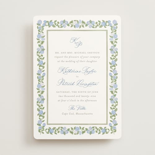 This is a ocean wedding invitations with standard by Creo Study called pillowy border printing on signature in standard