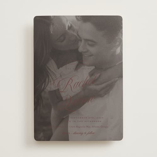 This is a merlot wedding invitations with standard by Paper Raven Co. called vintage romance printing on signature in standard