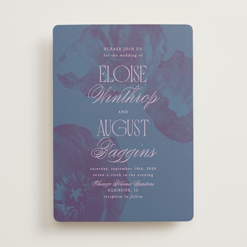 This is a peacock wedding invitations with standard by Morgan Kendall called maximalist poppies printing on signature in standard