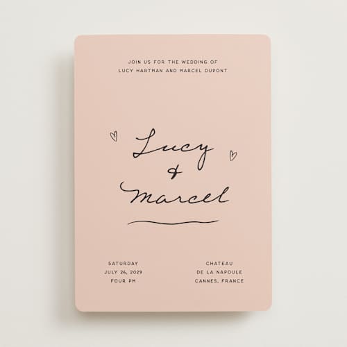 This is a blush wedding invitations with standard by Ani Somi called ballpoint suite printing on signature in standard