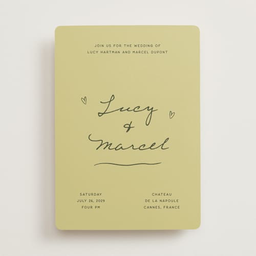 This is a lime wedding invitations with standard by Ani Somi called ballpoint suite printing on signature in standard