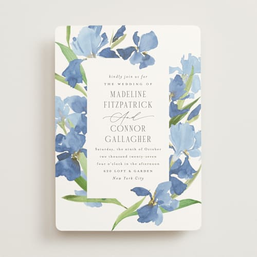 This is a lake wedding invitations with standard by Everett Paper Goods called irises printing on signature in standard