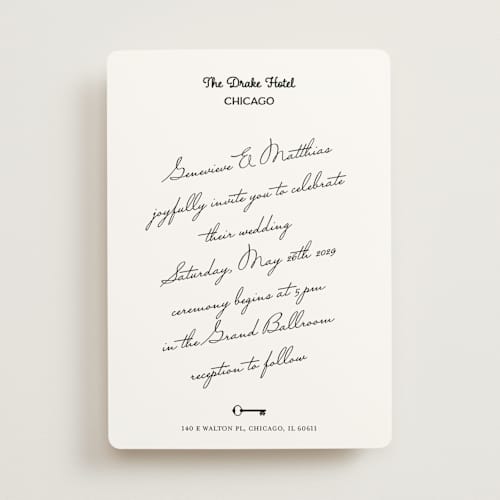 This is a ivory wedding invitations with standard by Studio Suku called hotel printing on signature in standard