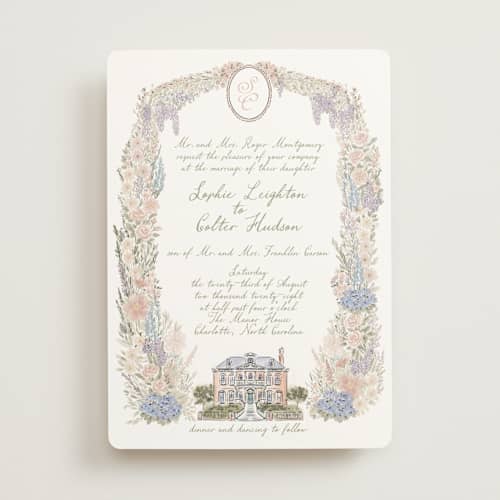 This is a petal wedding invitations with standard by Jenna Holcomb called charlotte printing on signature in standard