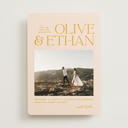 This is a sunshine wedding invitations with standard by Owl and Toad called casual printing on signature in standard