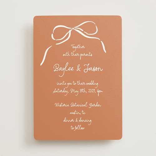 This is a burnt sienna wedding invitations with standard by Jelena Vuletic called inkwoven printing on signature in standard