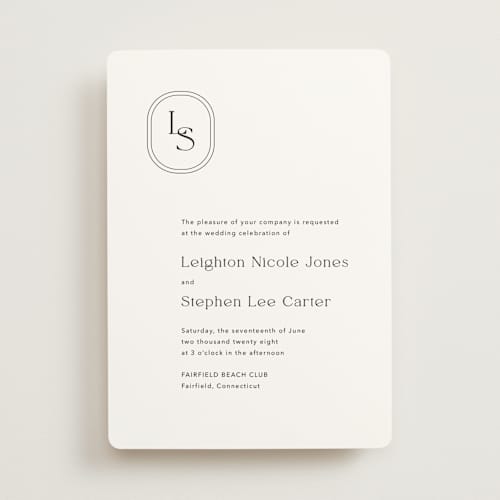 This is a onyx wedding invitations with standard by Jennifer Postorino called leighton printing on signature in standard