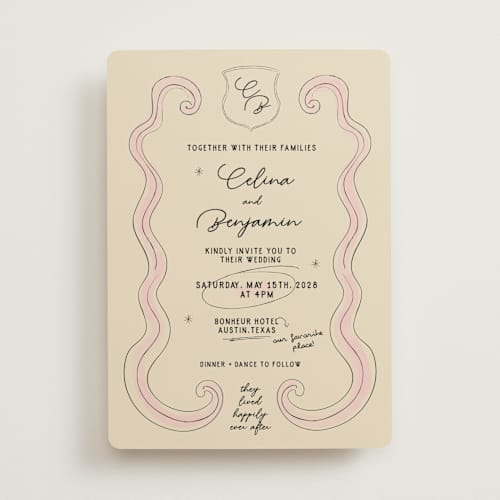 This is a linen wedding invitations with standard by Helena Vitto called modern fairy tale printing on signature in standard