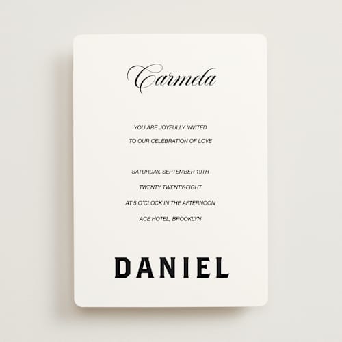 This is a lace wedding invitations with standard by Studio Suku called bold and demure printing on signature in standard