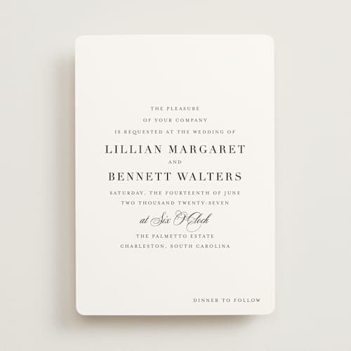 This is a tuxedo wedding invitations with standard by Megan Davis called charleston printing on signature in standard