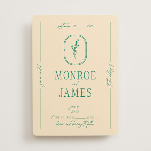 This is a emerald wedding invitations with standard by Jen Ramsey called classic and floral printing on signature in standard