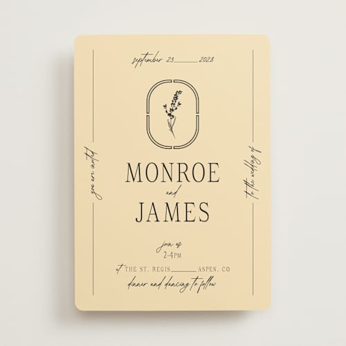 This is a noir wedding invitations with standard by Jen Ramsey called classic and floral printing on signature in standard