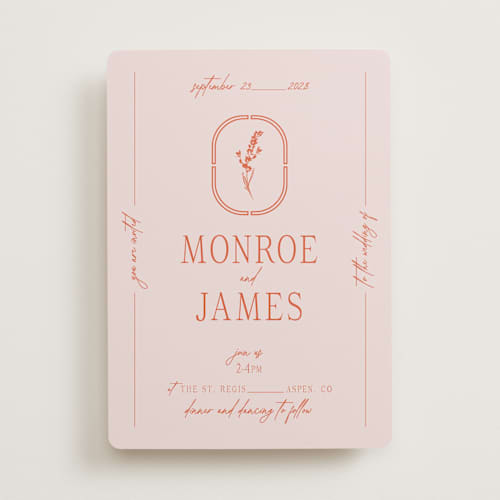 This is a sunset wedding invitations with standard by Jen Ramsey called classic and floral printing on signature in standard