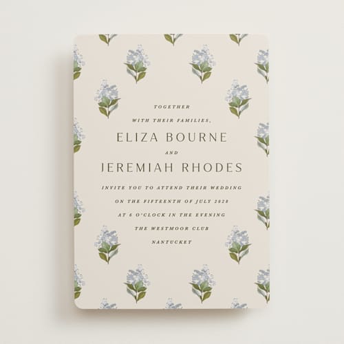 This is a almond wedding invitations with standard by Olivia Kanaley Inman called blockprint printing on signature in standard