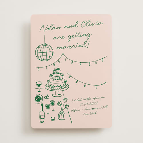 This is a verdant wedding invitations with standard by Zove Ahhh called party on! printing on signature in standard