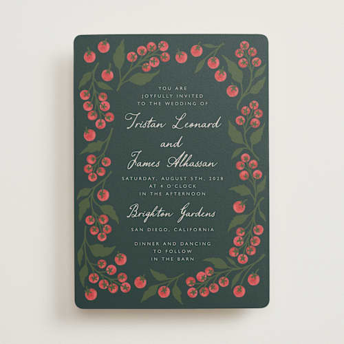 This is a spruce wedding invitations with standard by Katharine Watson called cherry tomatoes printing on signature in standard