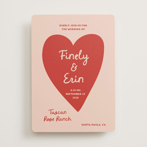 This is a blush wedding invitations with standard by Ani Somi called big heart wedding printing on signature in standard