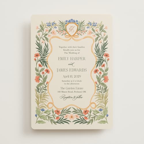 This is a garden wedding invitations with standard by Elly called garden heirloom printing on signature in standard