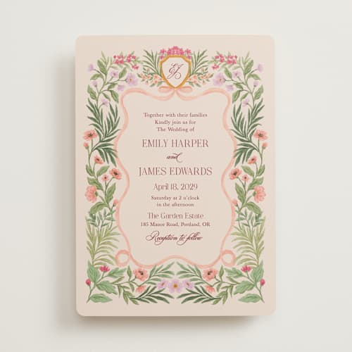 This is a peony wedding invitations with standard by Elly called garden heirloom printing on signature in standard
