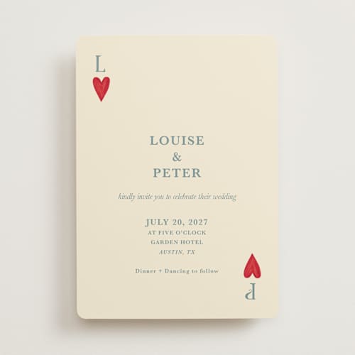 This is a dream wedding invitations with standard by Helena Vitto called red hearts printing on signature in standard