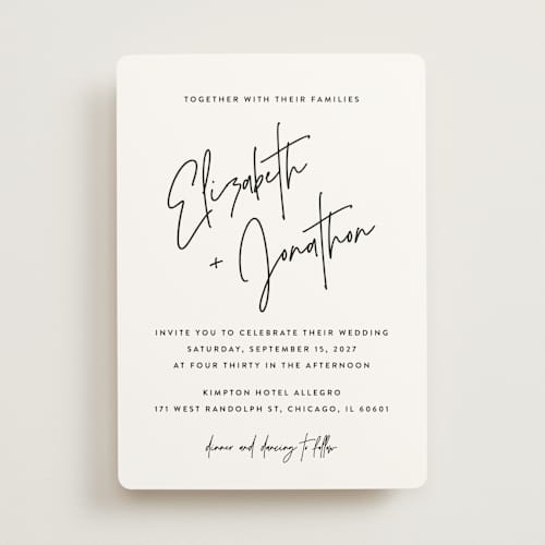This is a snow wedding invitations with standard by JoAnn Jinks called marked printing on signature in standard