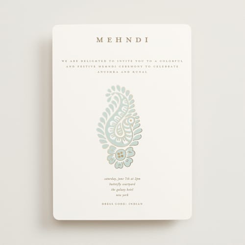 This is a mint foil stamped wedding invitations with foil pressed by Teju Reval called royal wedding printing on signature in standard