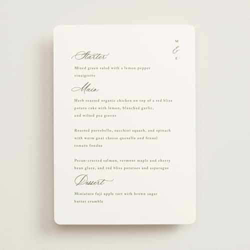 This is a latte menu cards with standard by Cara Scott called whimsy printing on signature in 5x7