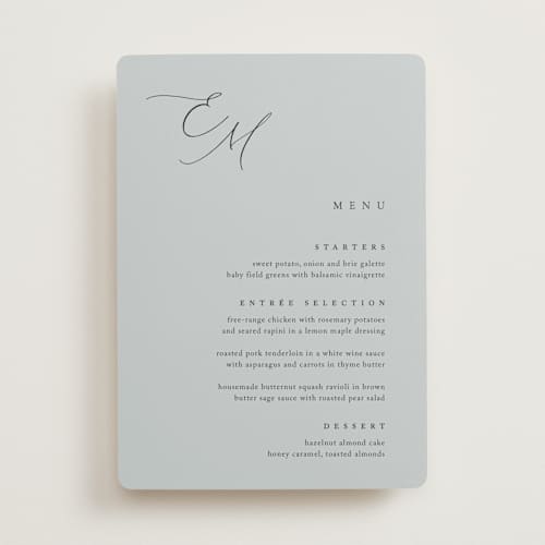 This is a sky menu cards with standard by Kelly Schmidt called corner printing on signature in 5x7