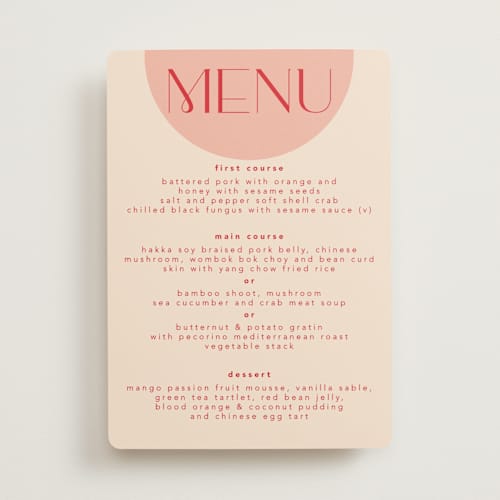 This is a blossom menu cards with standard by Hudson meet Rose called unity printing on signature in standard