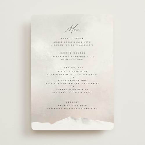 This is a forest menu cards with standard by Petra Kern called montagna printing on signature in standard