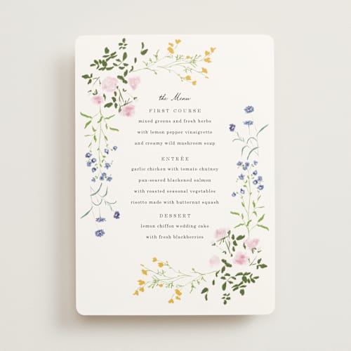 This is a cloud menu cards with standard by Baumbirdy called garden floral printing on signature in standard