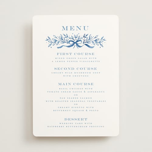 This is a cobalt menu cards with standard by Petra Kern called royal printing on signature in 5x7