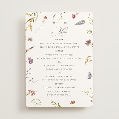 This is a sherbert menu cards with standard by Erin Hodges called untied printing on signature in 5x7